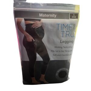 Time and Tru Maternity Active Leggings Black‎ Size S 4-6 Seamless Pocket Wicking